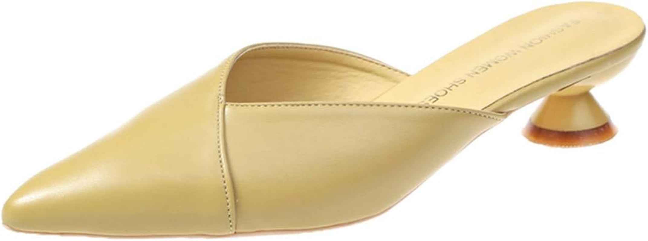 Hello Shero Comfortable Low Heel Mules Closed Pointed Toe Slip on Pumps Soft Synthetic Leather Dress Shoes Casual Daily Wear