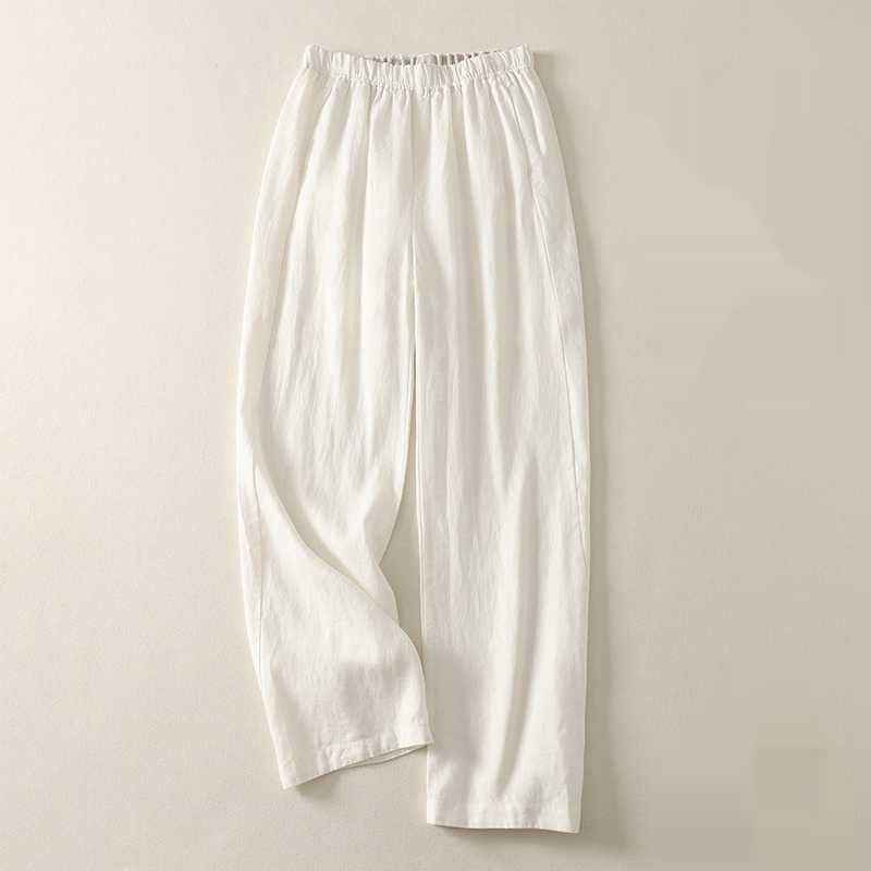 Cotton Linen Sickle Straight Retro Inner Edge Matchet Pants