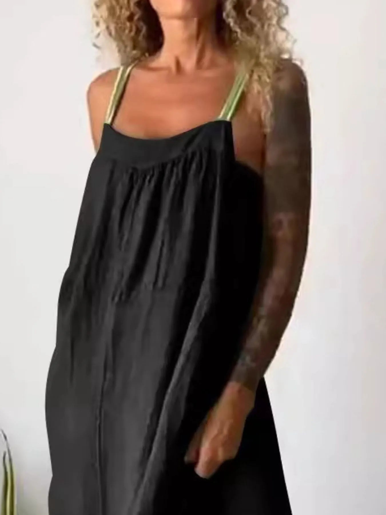 Full Size Ruched Cami Maxi Dress with Pockets Plus Size.