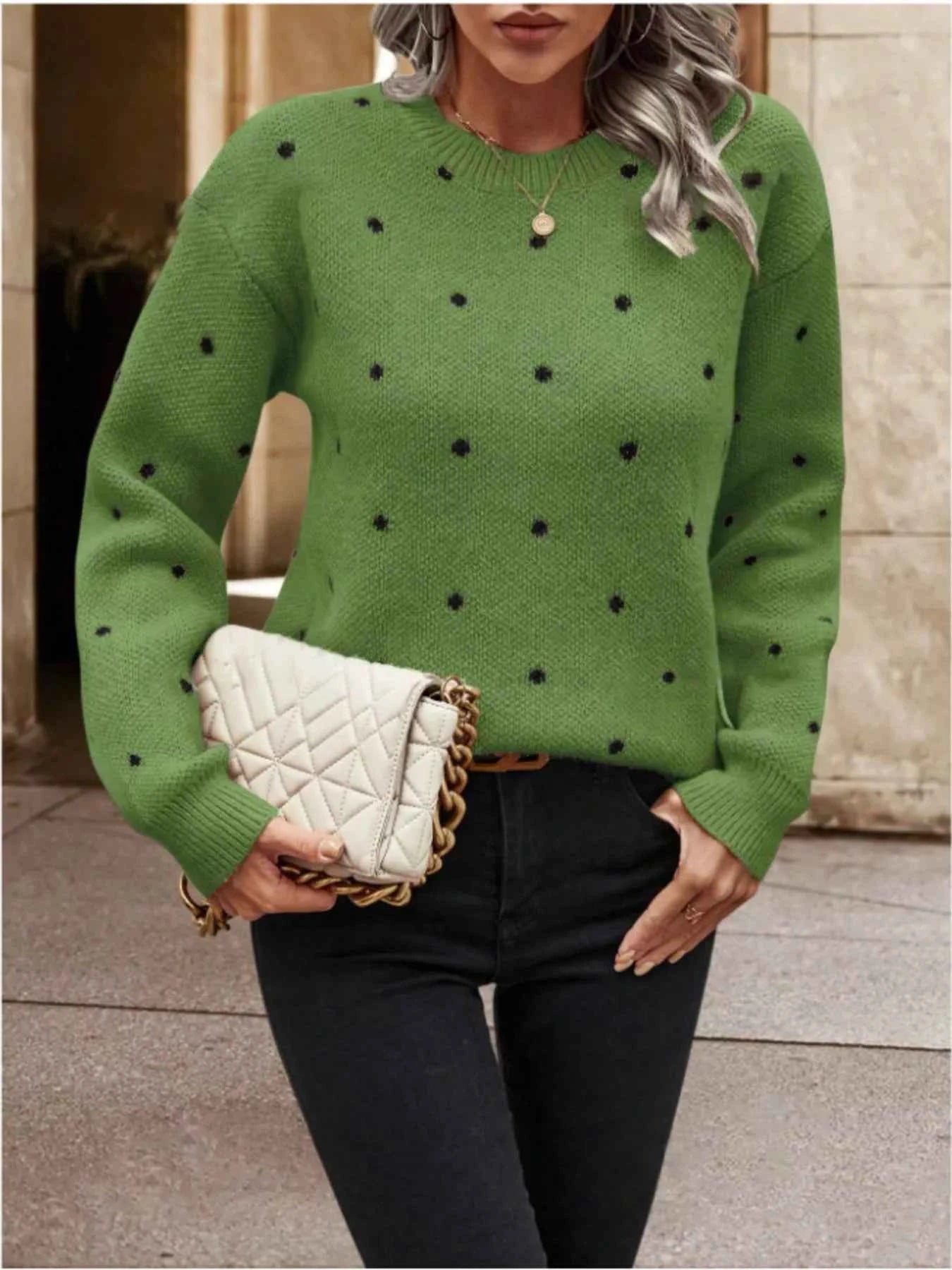 Polka Dot Long Sleeve Sweater