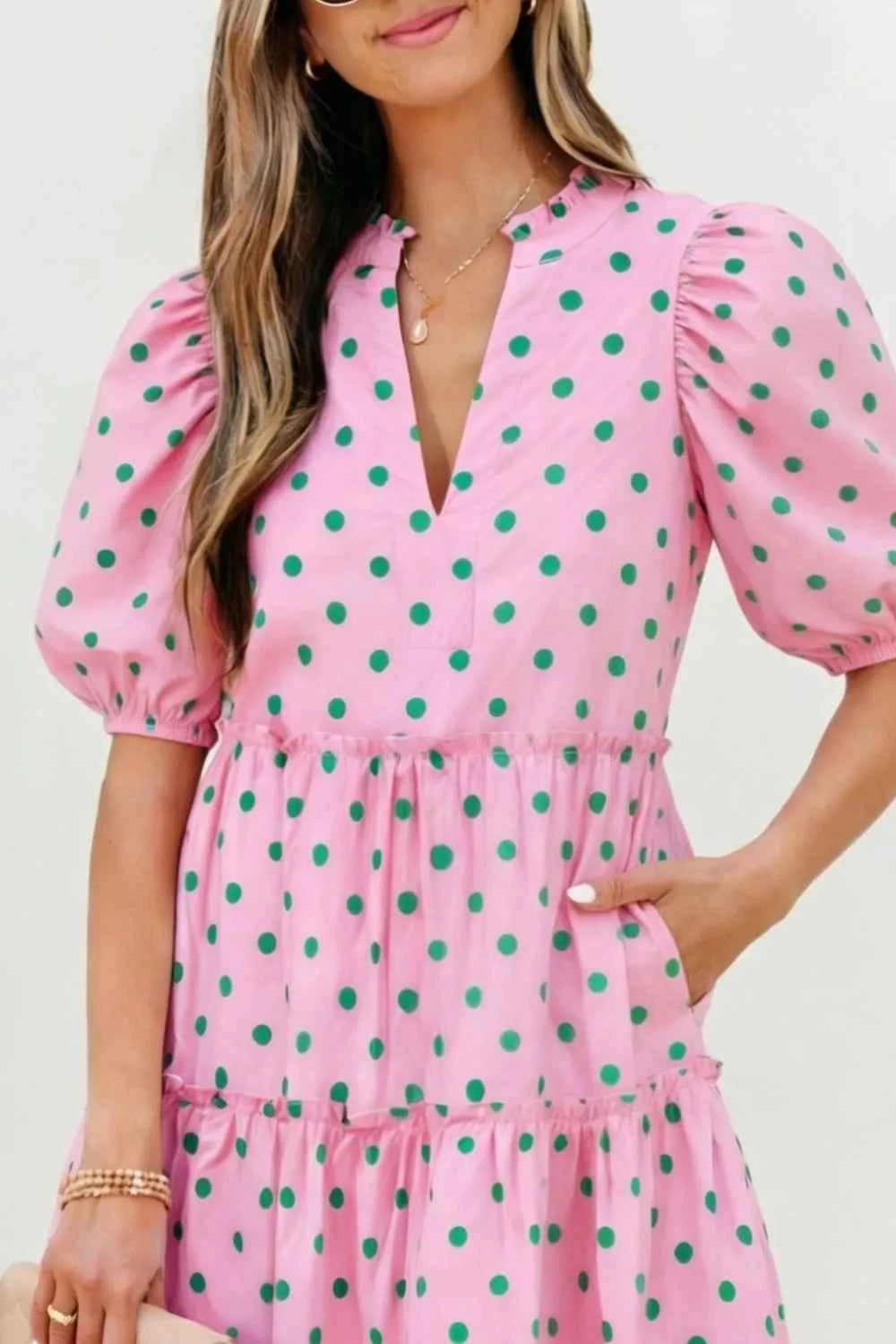 Polka Dot Tiered Mini Dress