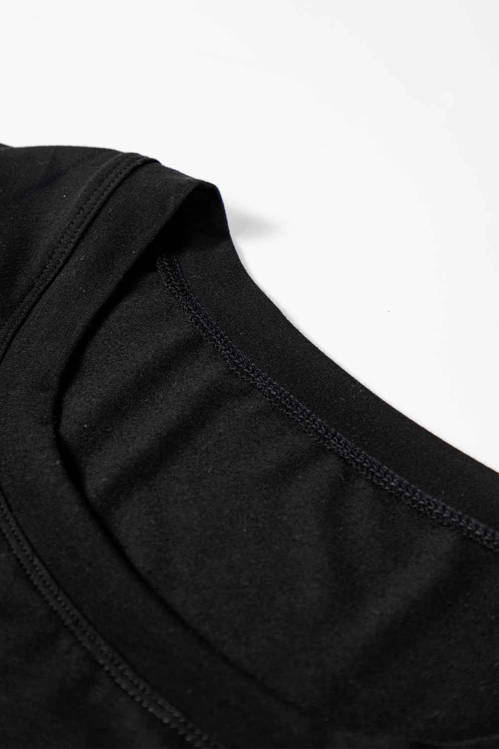 Black Solid Color Long Sleeve Fitted Top