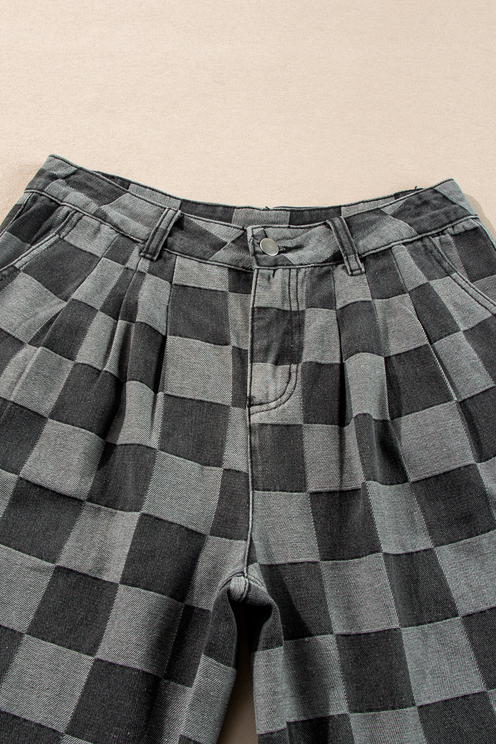Dark Grey Checkered Denim Wide Leg Jeans Dear-Lover Dropshipping