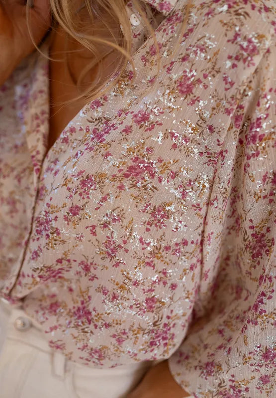 Printed Collared Neck Long Sleeve Shirt.