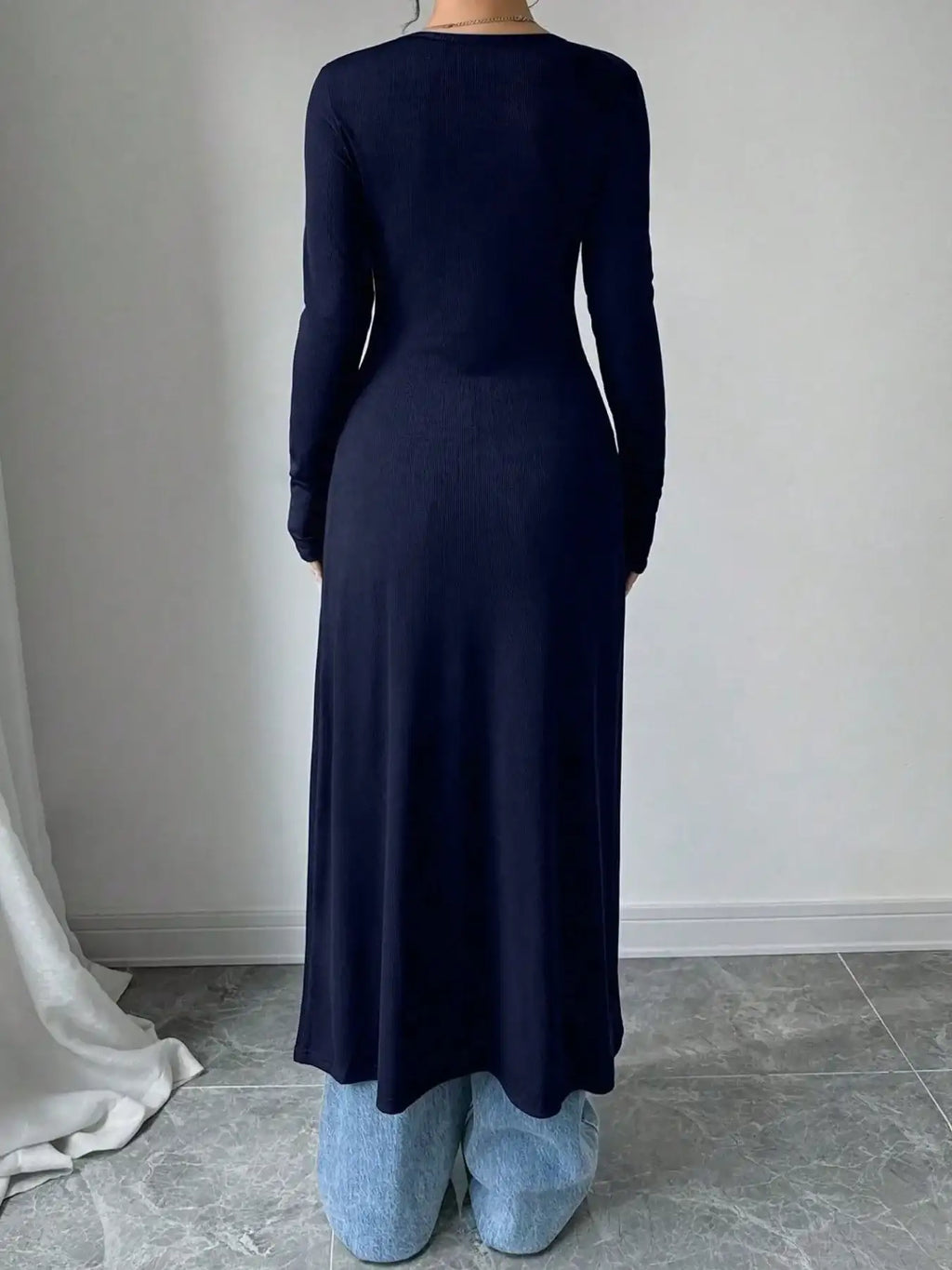 V-Neck Button-Front Longline Cardigan.