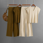 Sleeveless V-neck Knit Top Set Women's Pants Two-piece Set eprolo