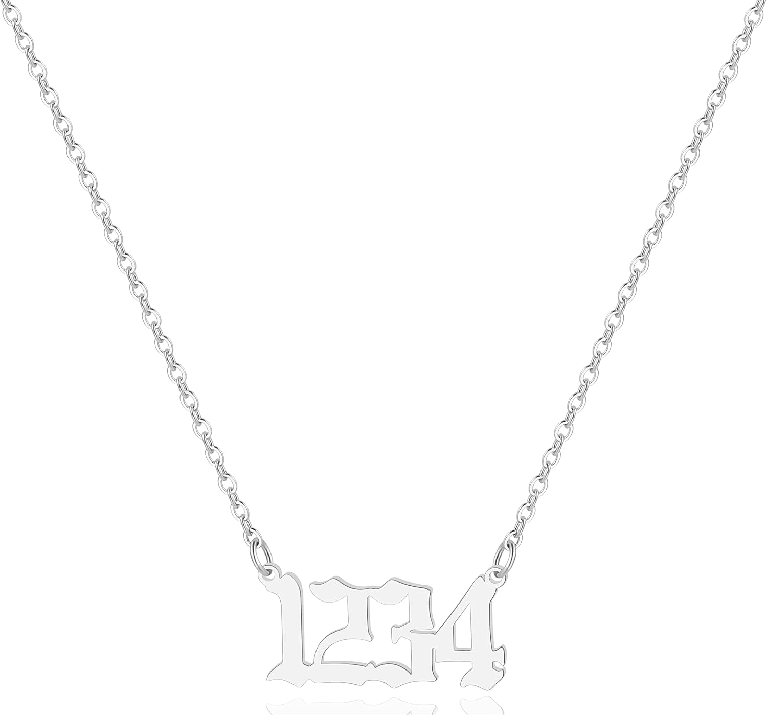 Angel Number Necklace for Women, 18K Gold Plated 000 111 222 333 444 555 666 777 888 999 Necklace Numerology Jewelry