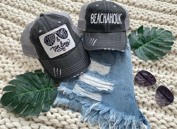 Beachaholic Embroidered Trucker Hat.