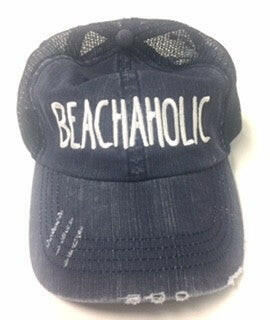 Beachaholic Embroidered Trucker Hat.