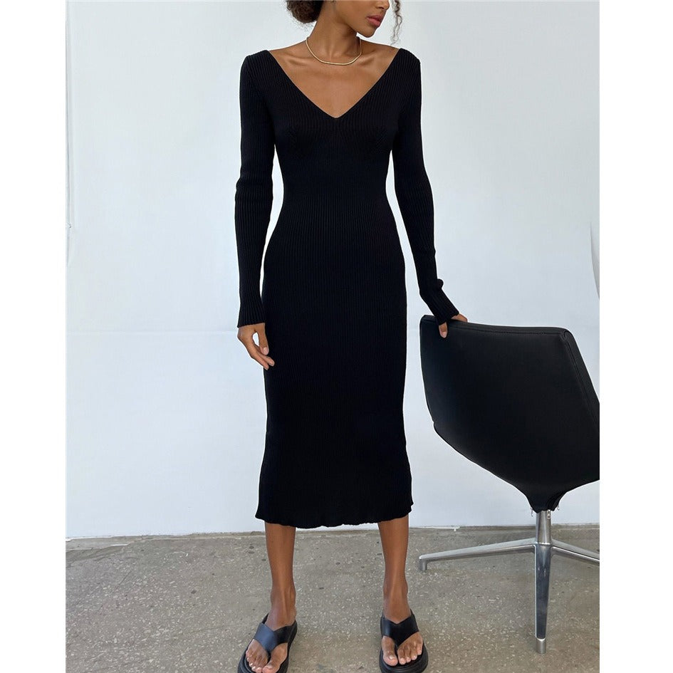 Elegant Pleated A-line Midi Dresses Female V-neck Casual
