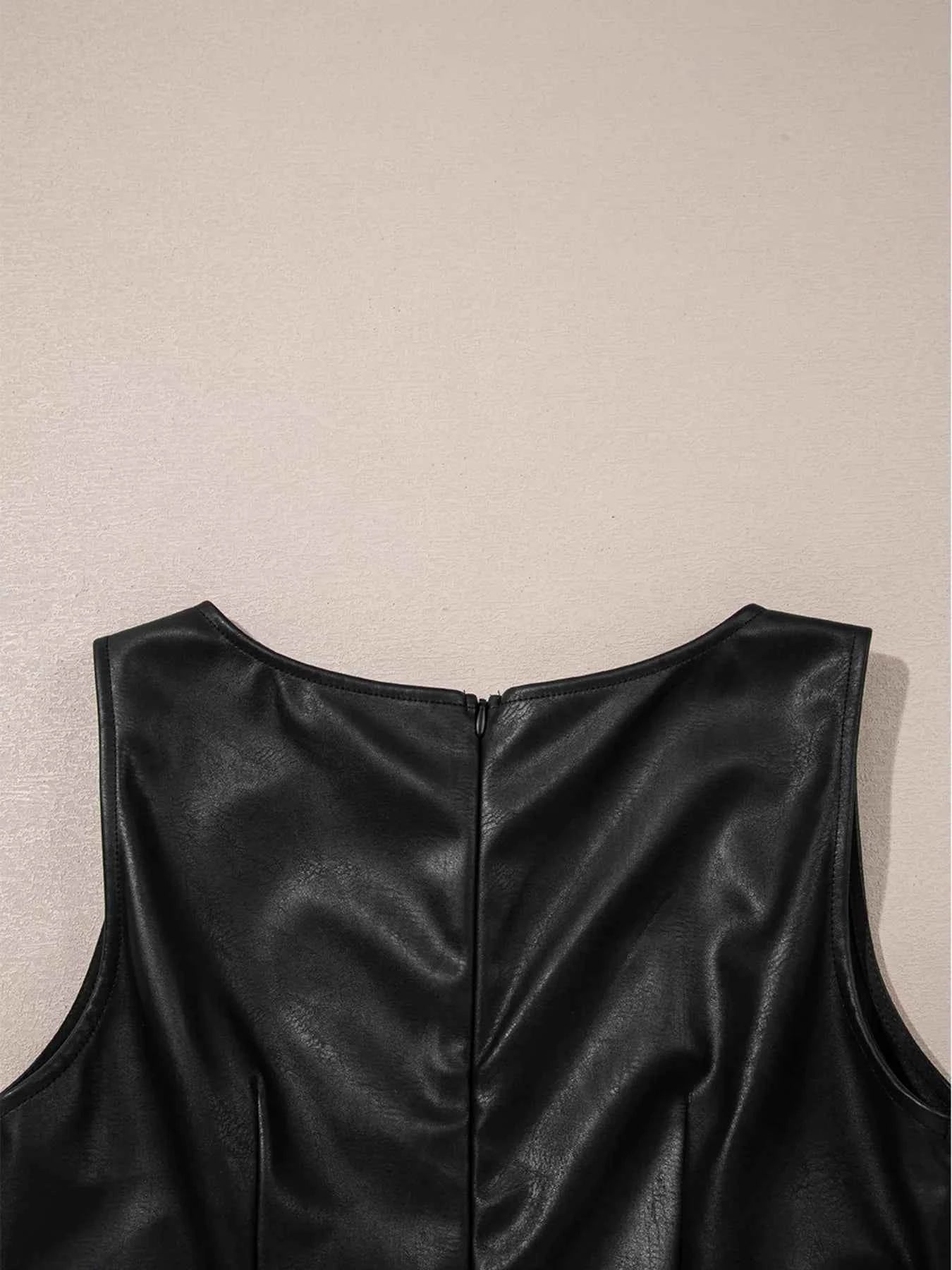 Vegan Leather Sleeveless Mini Dress