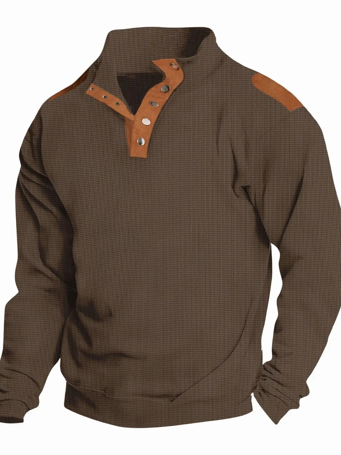 Men's Full Size Quarter Snap Long Sleeve Top Plus Size.