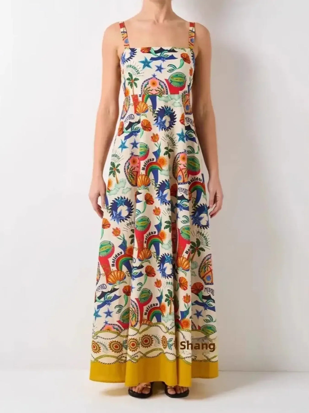Flowery Square Neck Maxi Cami Dress.