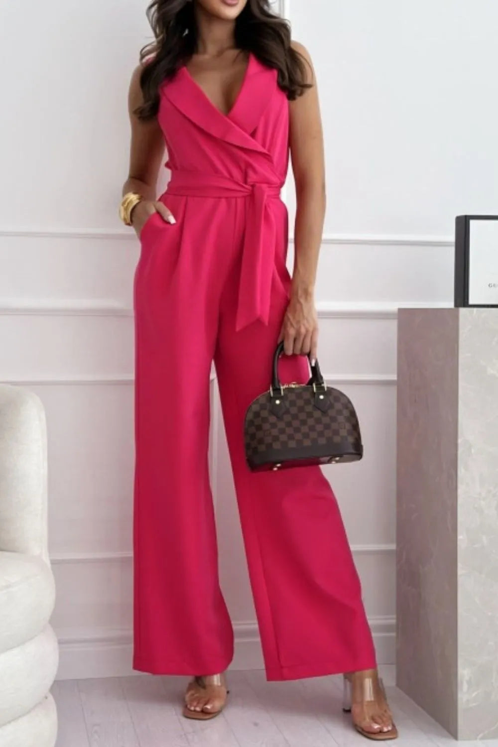 Sleeveless Wide Leg Jumpsuit.