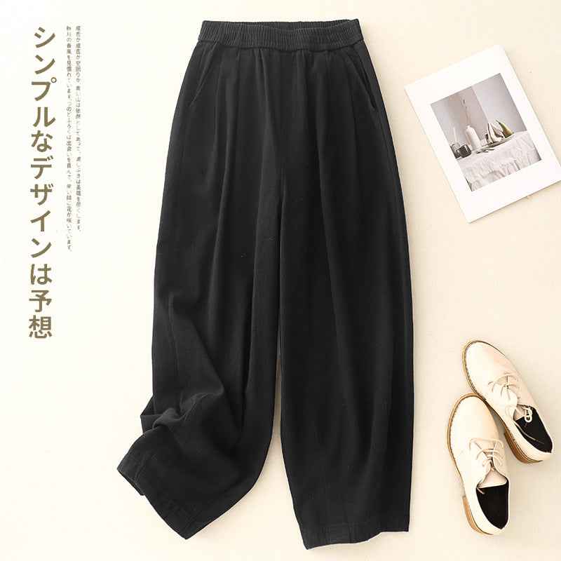Linen Wide Leg Pants for Women, Plus Size Casual Versatile Slimming Trousers
