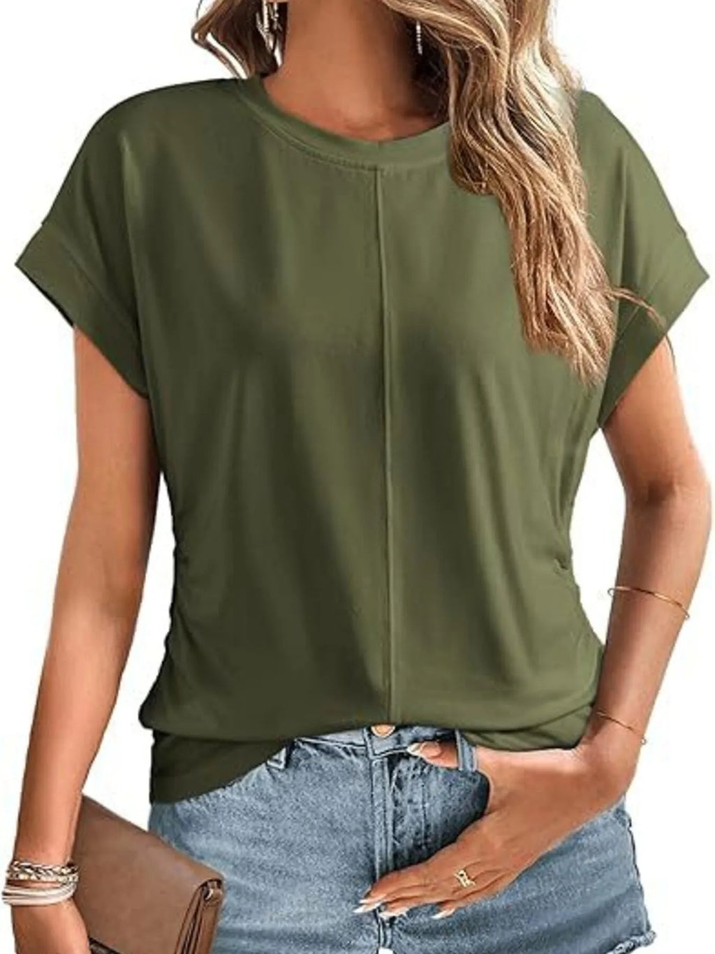 Round Neck Short Sleeve women  T-Shirt.