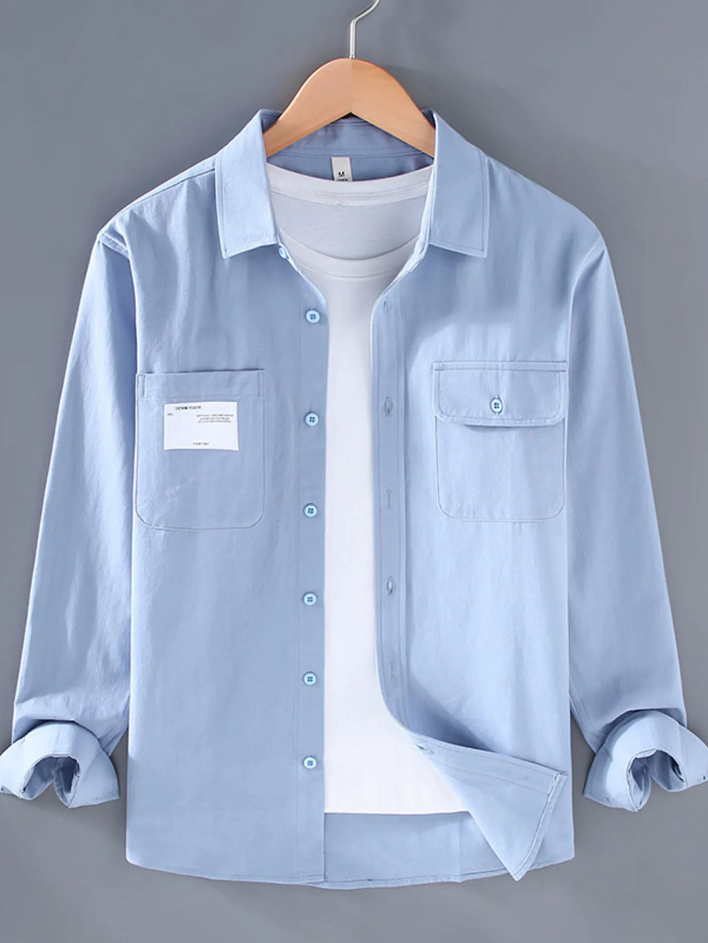 Men's Plus Size Button Up Long Sleeve Shirt.