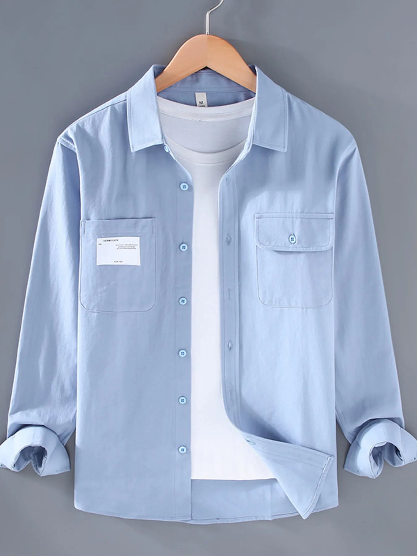 Men's Plus Size Button Up Long Sleeve Shirt.