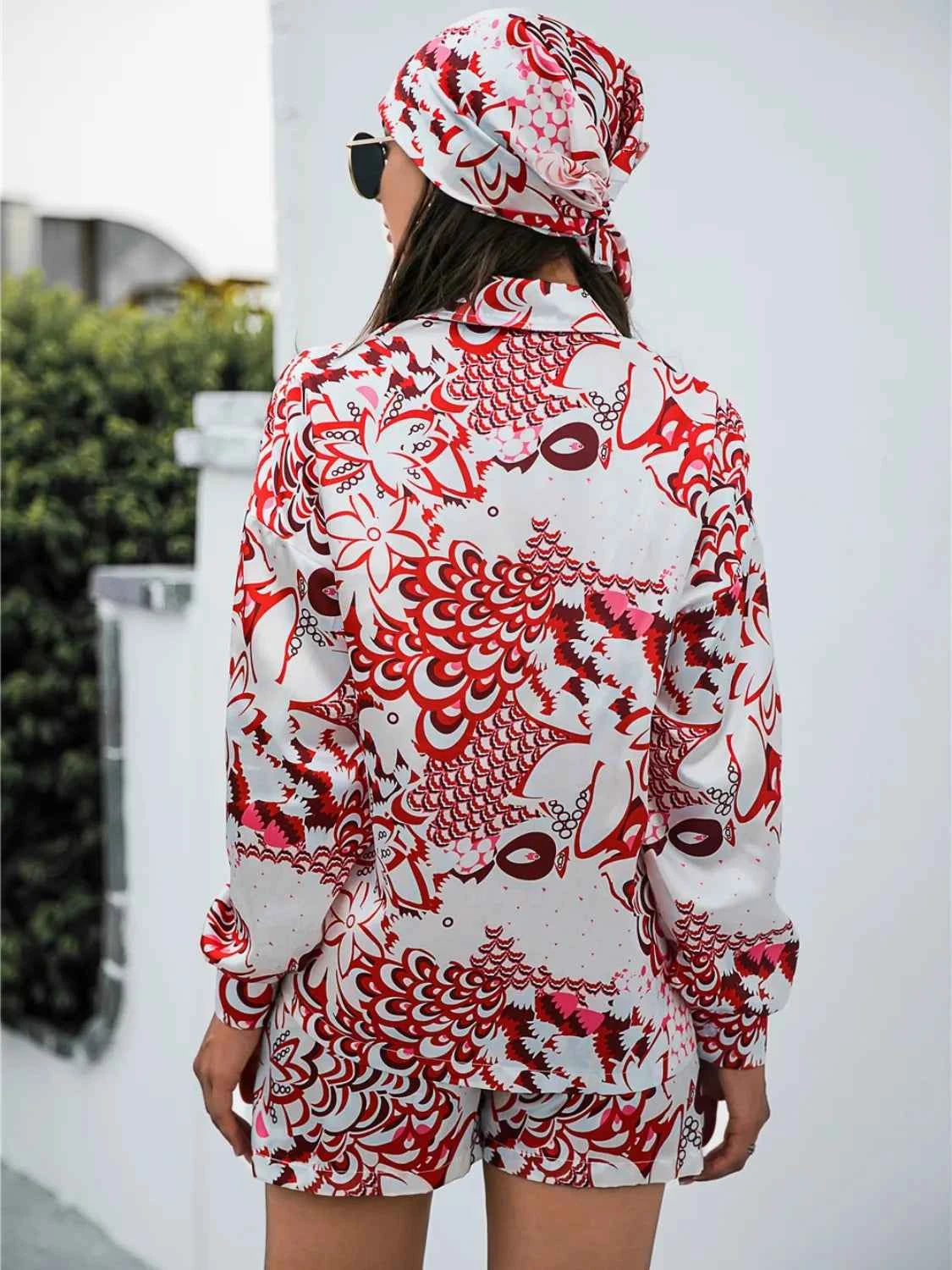 Long Sleeve Shirt and Shorts Set womem