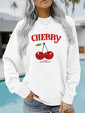 Round neck CHERRY cherry print pullover sweatshirt