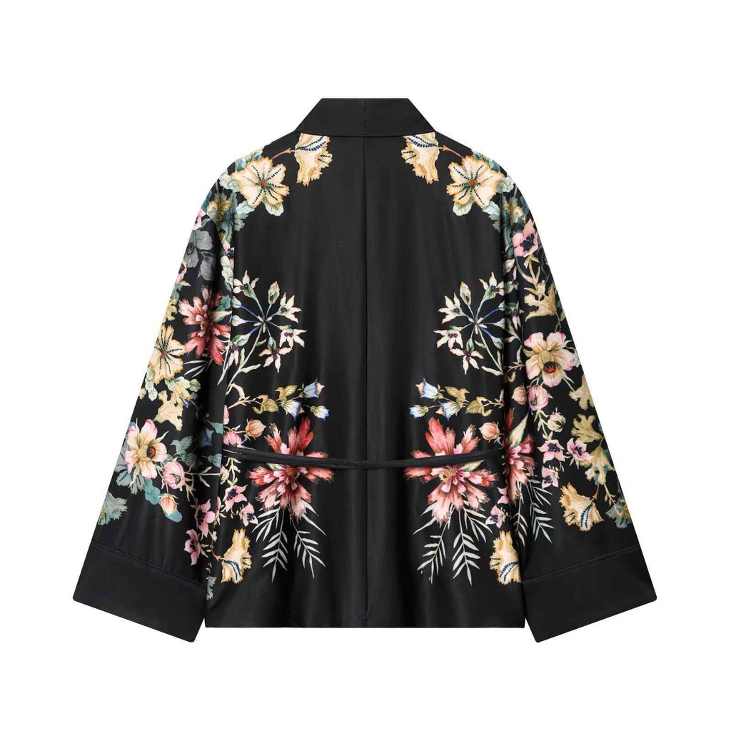 Wrap up casual jacket elastic waistband pants set