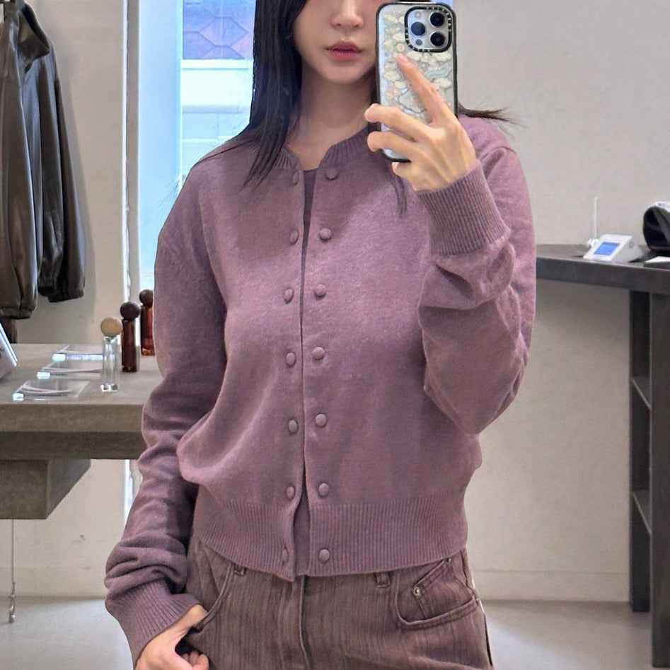 Knit Cardigan Long Sleeve Solid Color Lightweight Woolen Sweater Fashionable Casual Knitwear