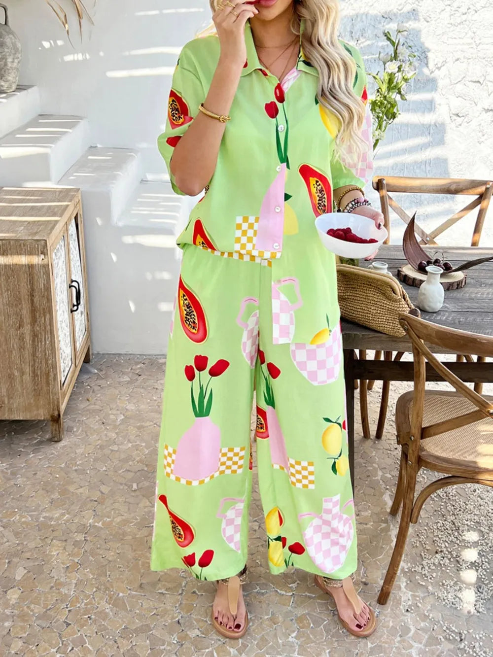 Half Sleeve Top and Pants Set - CHIC TB