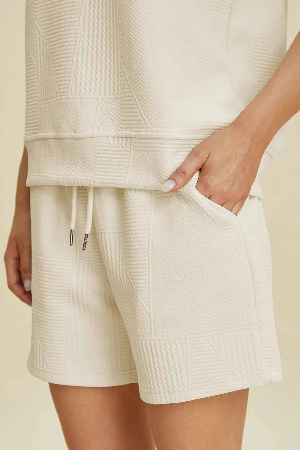 Round Neck Ruffle Sleeve Top and Shorts Set