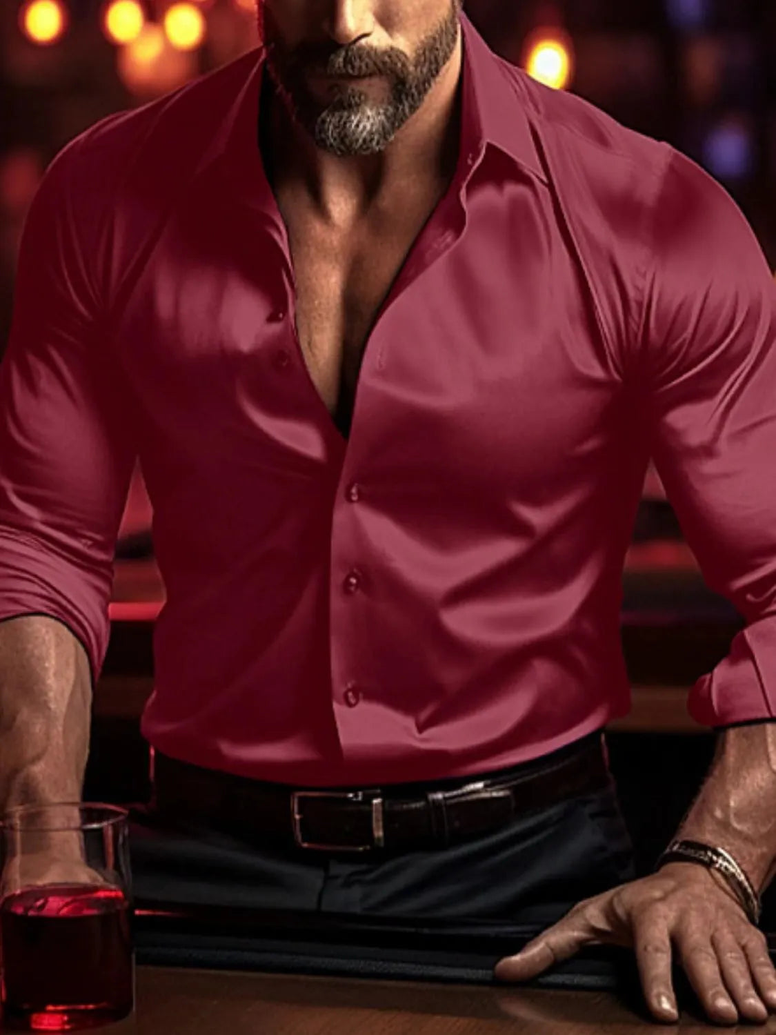 Men's Full Size Collared Neck Long Sleeve Shirt Plus Size.