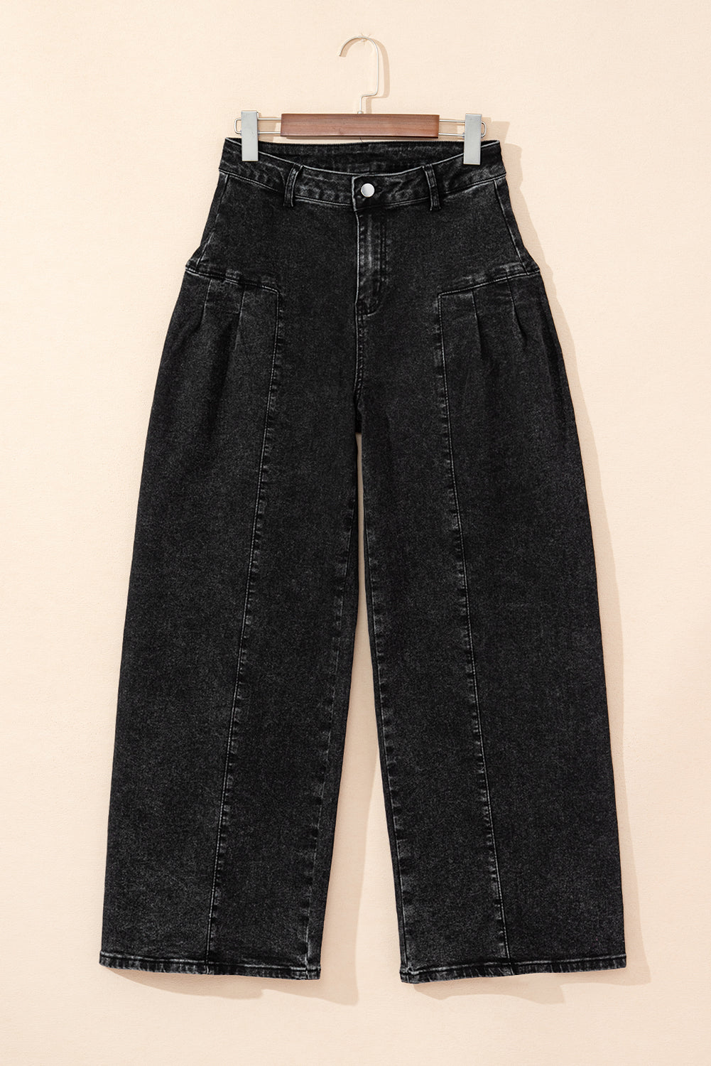 Dark Grey Pleated Wide Leg Mineral Wash Denim Pants Dear-Lover Dropshipping