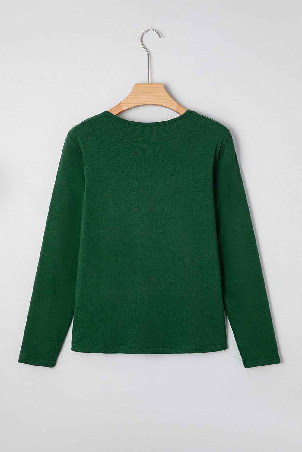 Evergreen Asymmetric Seam Detail Solid Color Long Sleeve Top