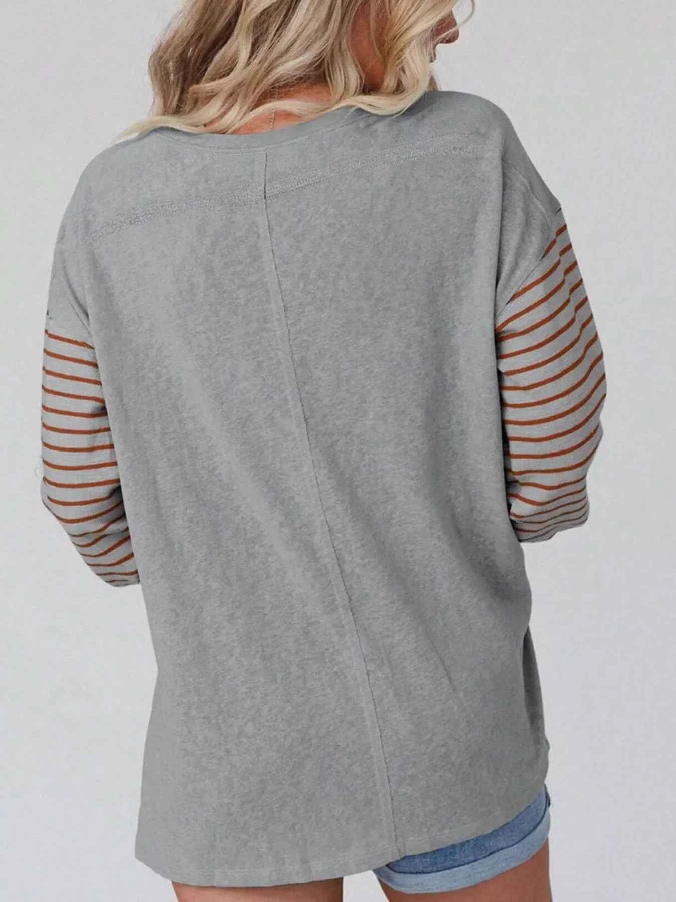 Striped Color Block Long Sleeve T-Shirt