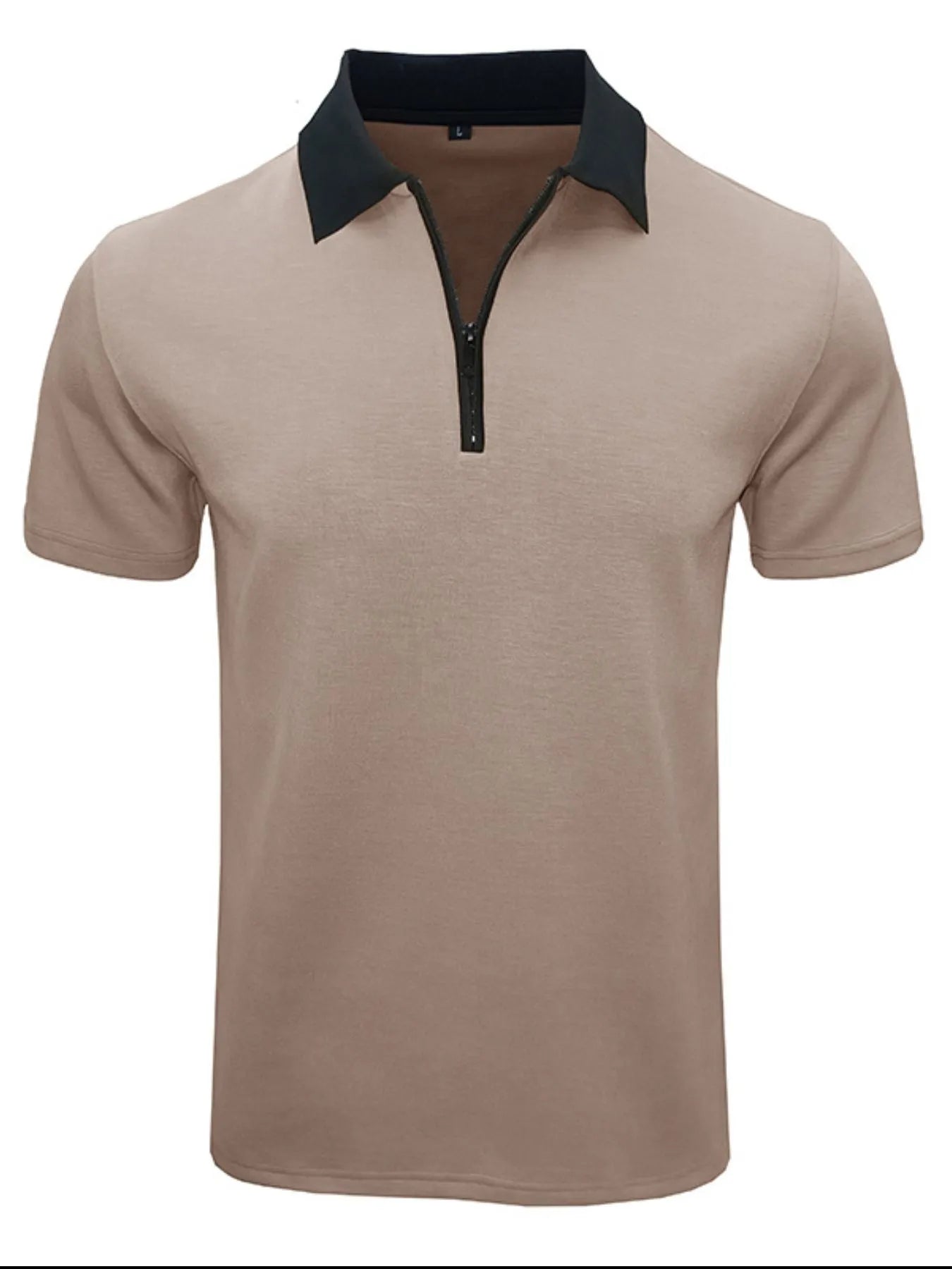 Men's Contrast Collar Quarter-Zip Polo Shirt.