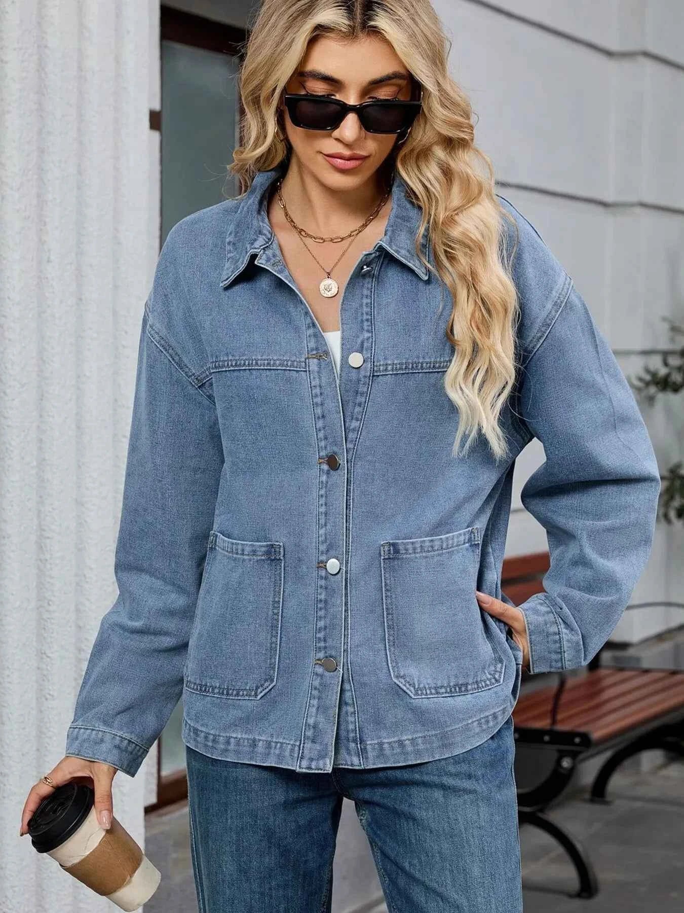 Washed Oversized Button Down Denim Jacket.