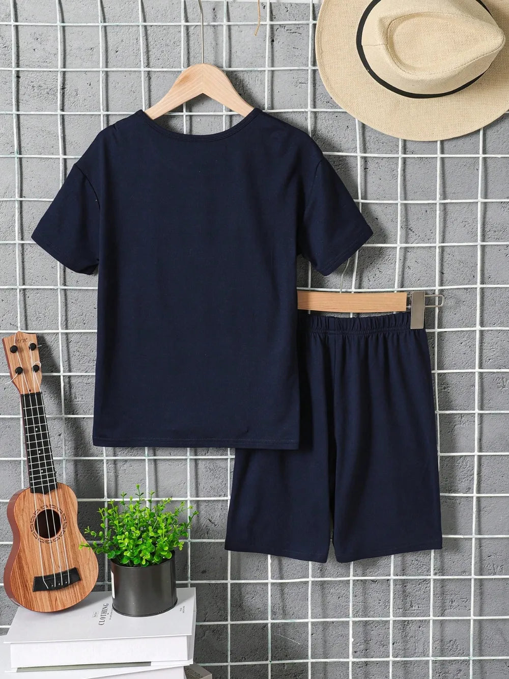 Children's Graphic Round Neck T-Shirt and Pants Set.