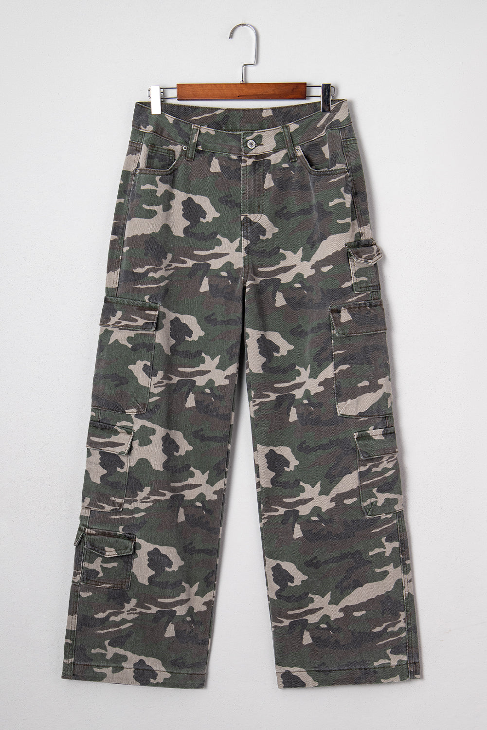 Green Camo Denim Cargo Wide Leg Pants Dear-Lover Dropshipping