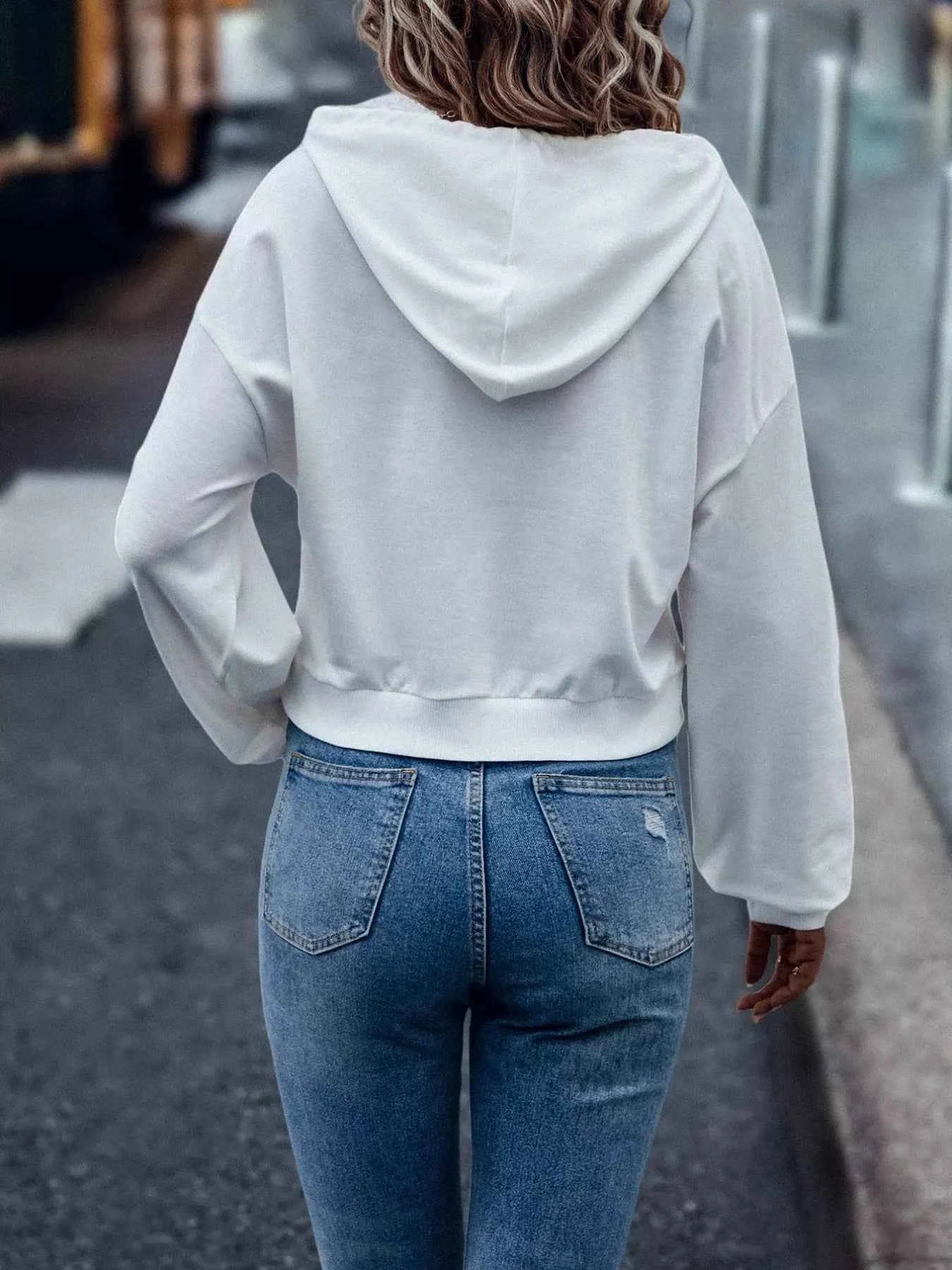 Letter Graphic Long Sleeve Drawstring Hoodie