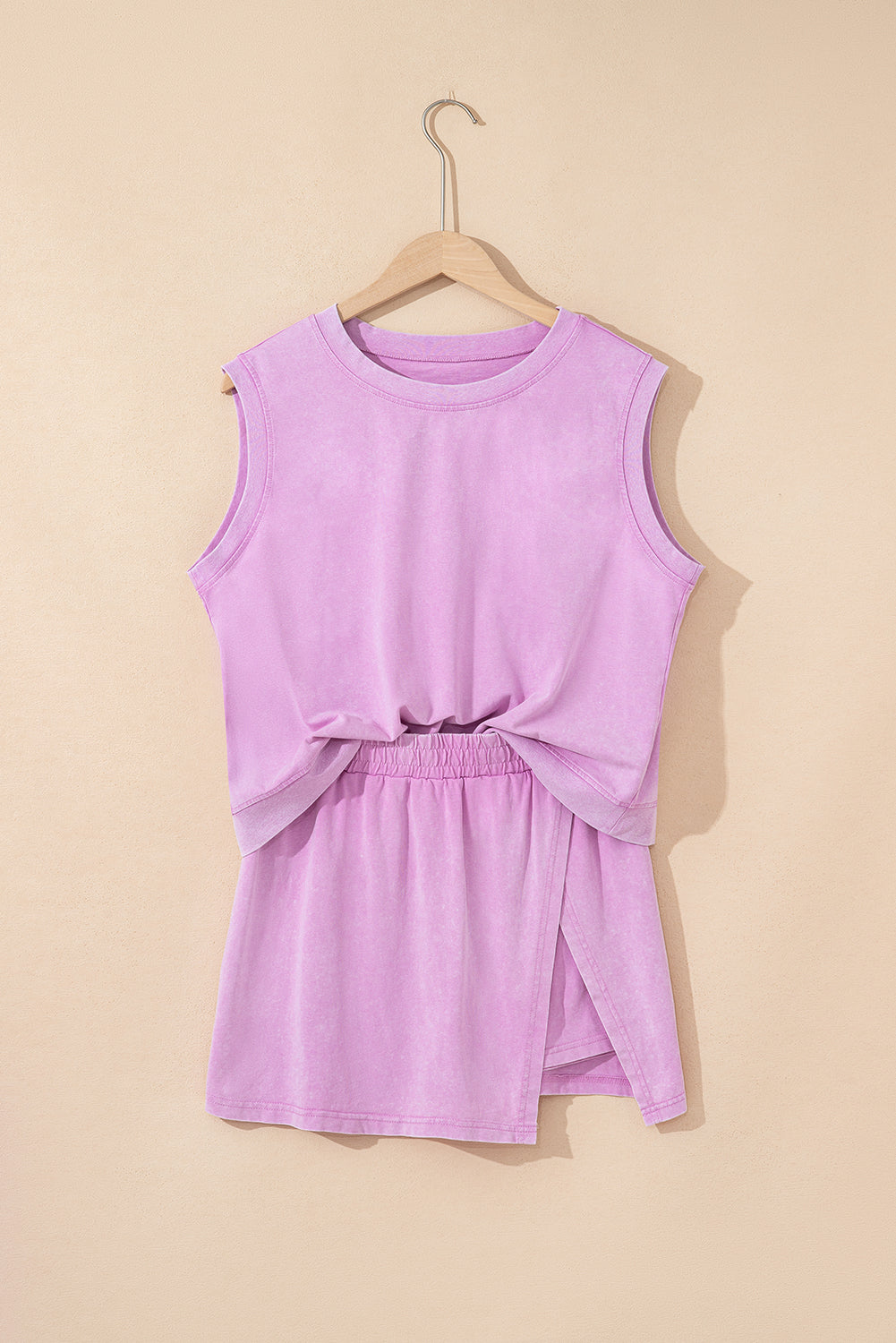 Phalaenopsis 2 Pieces Mineral Wash Cotton Tank Top Lined Split Skirt Set Dear-Lover Dropshipping