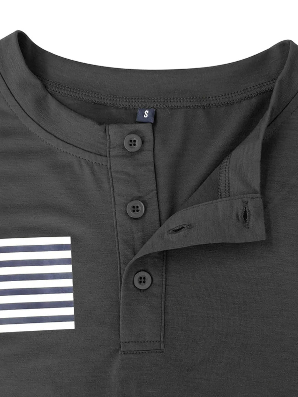 American Flag Short Sleeve Henley Top for men.
