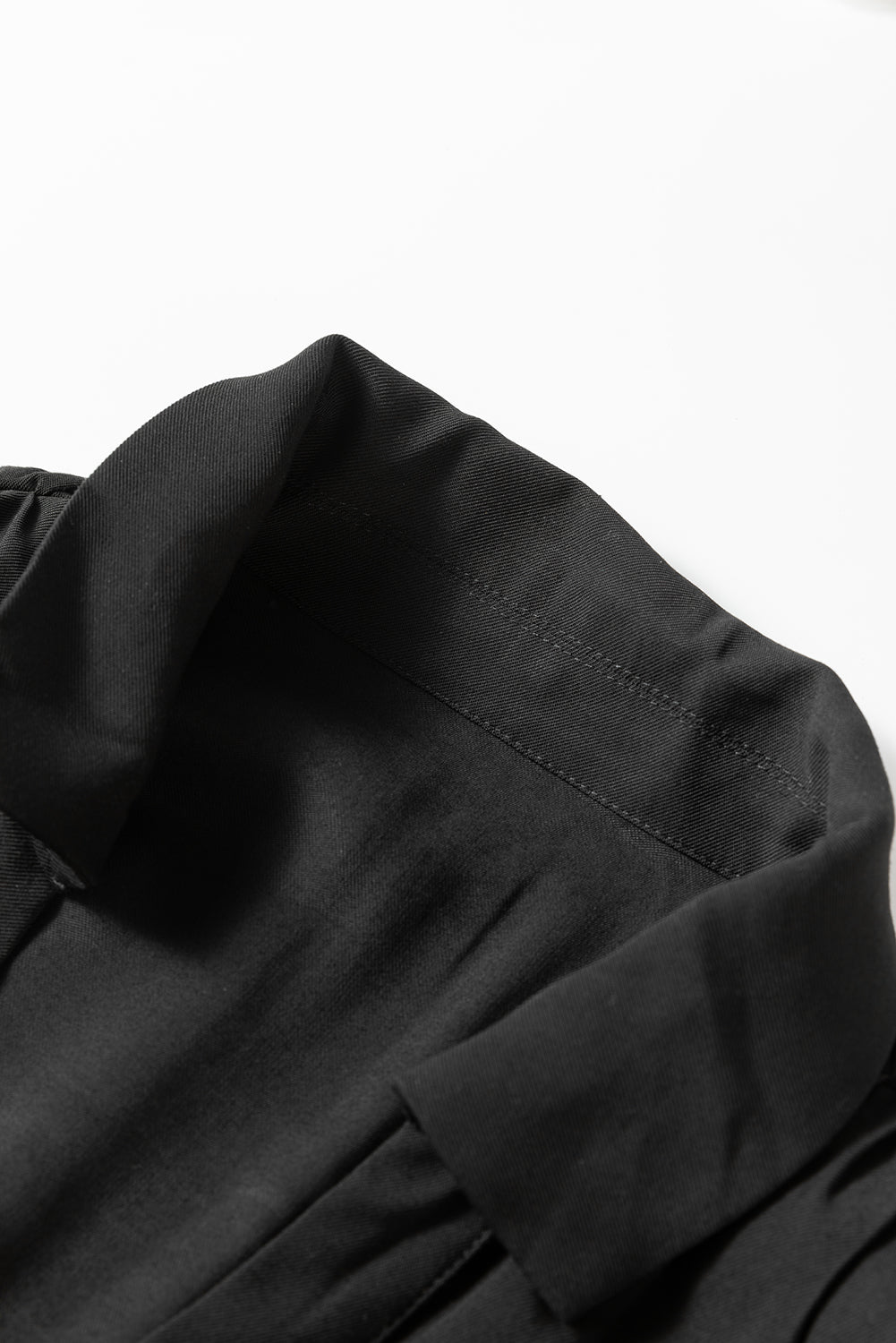 Black Elastic Cinched High Waist Long Sleeve Shirt Mini Dress Dear-Lover Dropshipping