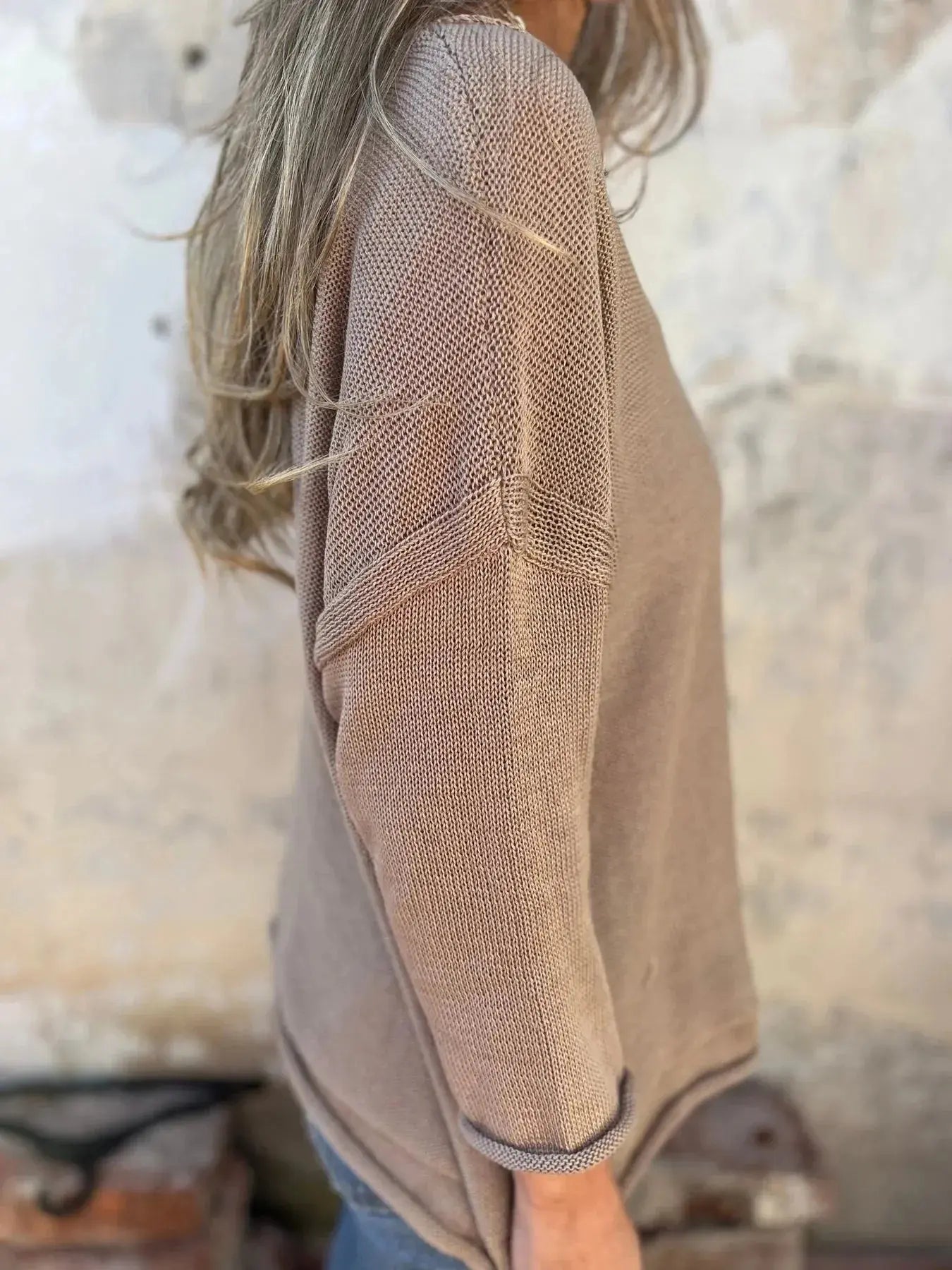 Full Size Casual V-Neck Knit Sweater Plus Size.