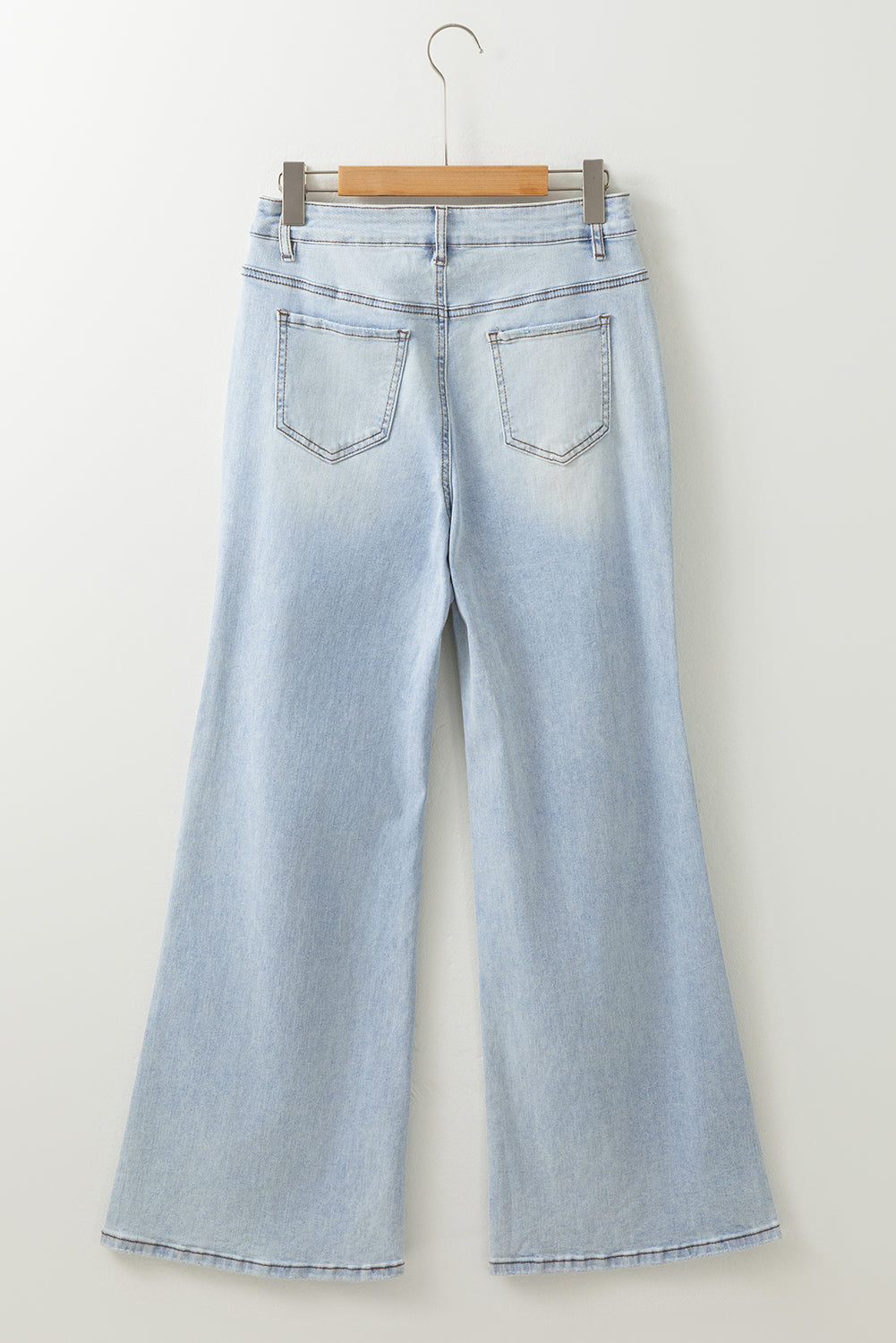 Beau Blue Light Wash Distressed High Waist Wide Leg Jeans Dear-Lover Dropshipping