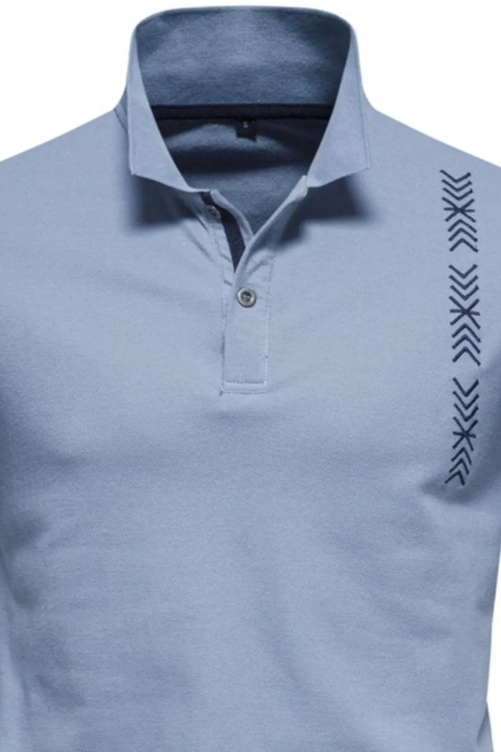 Men's Collared Neck Geometric Embroidered Polo.