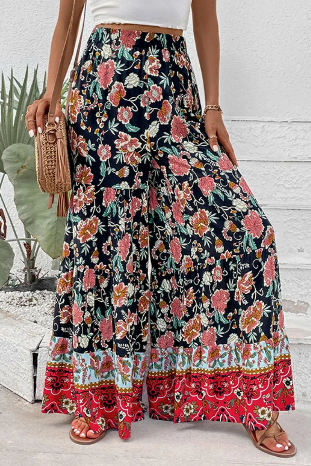Perfee Floral High Waist Palazzo Pants.