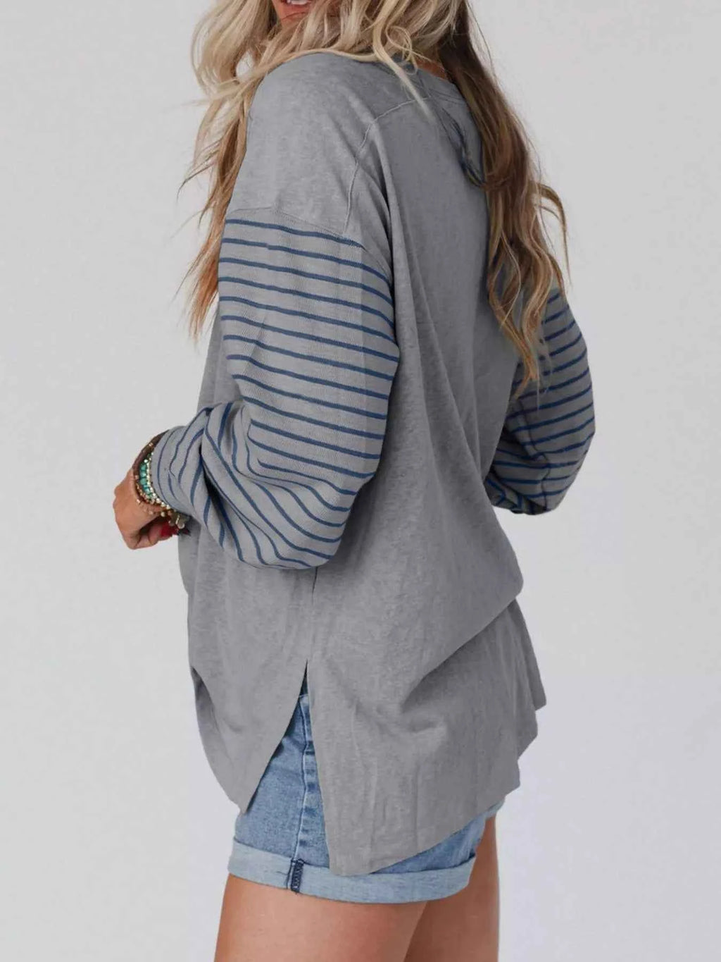 Striped Color Block Long Sleeve T-Shirt