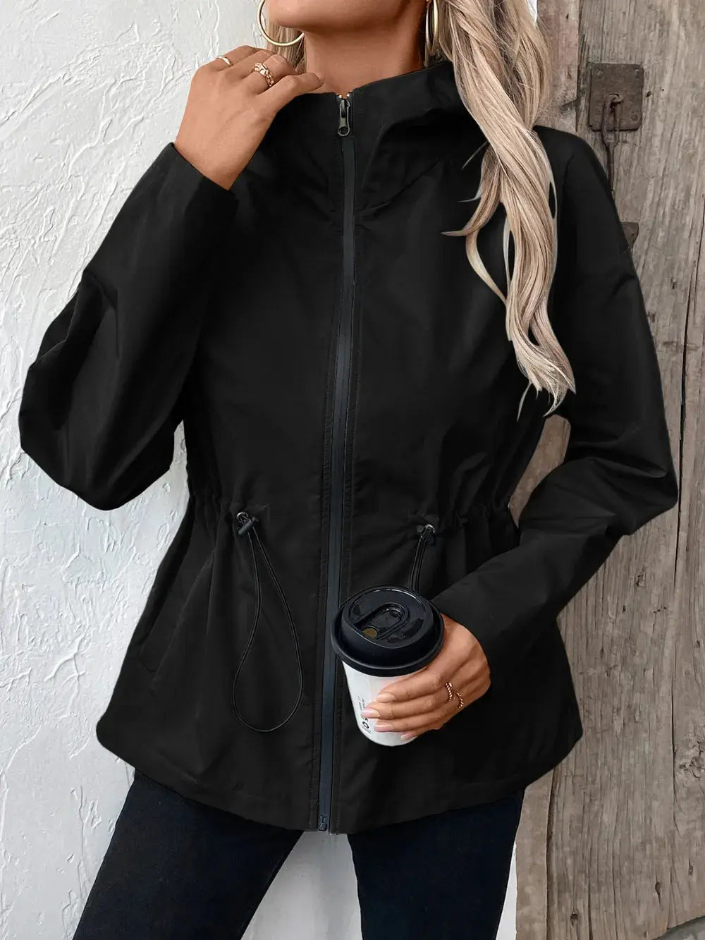 Zip Up Hooded Jacket Rain coat - CHIC TB