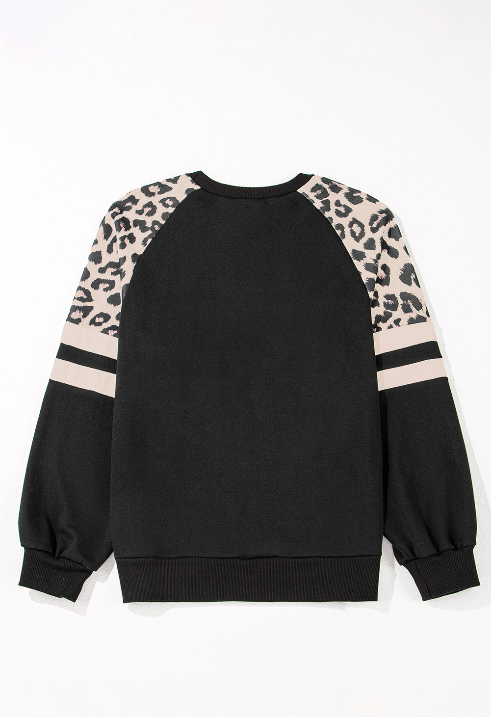 Black Leopard Print Colorblock Raglan Sleeve Sweatshirt Dear-Lover Dropshipping