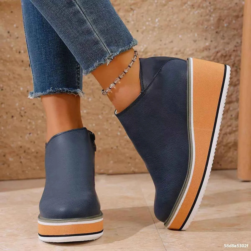 Wedge Ankle Boots with Zipper