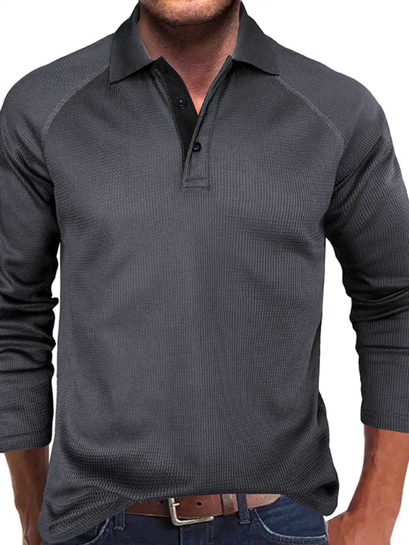 Men's Long Sleeve Textured Polo.