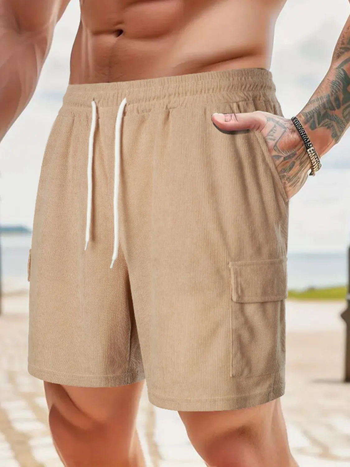 Men's Drawstring Shorts with Pockets.